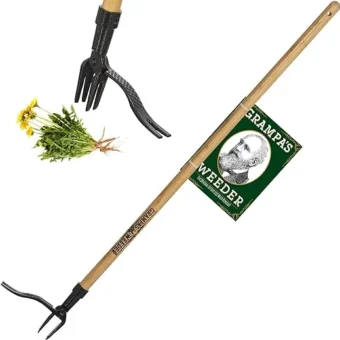 Grampa's Weeder - The Original Stand Up Weed Puller Tool with Long Handle - Made with Real Bamboo & 4-Claw Steel Head Design - Easily Remove Weeds...