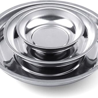 HORUSDY Magnetic Tray | 3-Piece | Round Magnetic Parts Tray | 3 Inch 4 Inch 6 Inch Magnetic Tray for Mechanic's | Stainless Steel