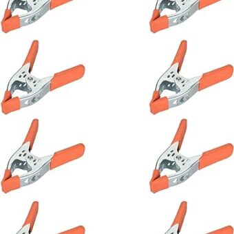 Houseables Spring Clamp, A Clamps, Hand Squeeze Clips, 6 Inch, Metal, 8 Pack, Orange, Heavy Duty, Large, Strong, Quick Grip, Strong Hardware Claps...