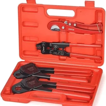 iCrimp IWS-1807CN PEX Crimping Tool Kit with PEX Crimpers, PEX Tubing Cutter, Copper Ring Removal Tool for 1/2’’ & 3/4’’ Copper Crimp Rings, Meets...