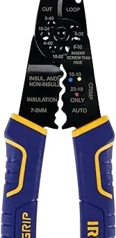 IRWIN VISE-GRIP Wire Stripper, 8 inch, Cuts 10-22 AWG, Plier Style Nose, ProTouch Grip for Maximum Comfort (2078309)