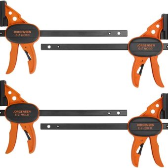 Jorgensen 6" Spreader/Bar Clamp Set, 4-pack,One-Hand Light Duty E-Z Hold Clamp/Spreader, 99216A,Black Orange