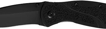 Kershaw Blur Black (1670BLK) Everyday Carry Pocketknife, 3.4 inch Stainless Steel Drop Point Blade, Cerakote Blade Finish, SpeedSafe Opening,...