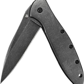 Kershaw Leek BlackWash Folding Pocketknife, 3" 14C28N Stainless Steel Blade, Assisted Opening Folding EDC