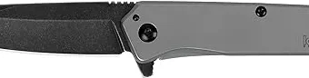 Kershaw Misdirect Pocketknife; 2.9 in. 4Cr13 Black-Oxide Blackwash Finish Blade, Stainless Steel Stonewash Finish Handle Equipped with Assisted...