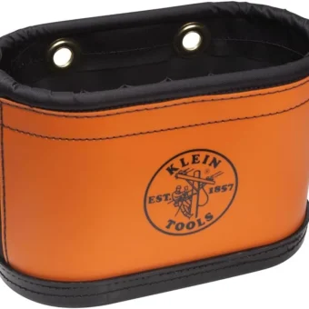 Klein Tools 5144BHB Oval Hard-Body Bucket Tool Organizer with Kickstand, Hook Holes, Non-Conductive Plastic, Polypropylene Bottom, 14-Pocket