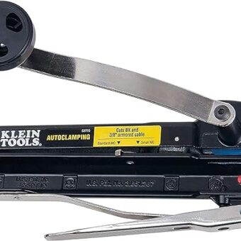 Klein Tools 53725 Armored and BX Cable Cutter, Cuts Up to 3/8 Inch Armored Cable-BX-AC-MC-MCAP-Greenfield, With Storage and Extra Blades