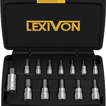 LEXIVON HEX Bit Socket Set, Premium S2 Alloy Steel | 13-Piece Metric 2mm - 14mm Set | Enhanced Storage Case (LX-141)