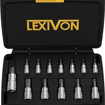 LEXIVON Torx Bit Socket Set, Premium S2 Alloy Steel | 13-Piece Star T8 - T60 Set | Enhanced Storage Case (LX-143)