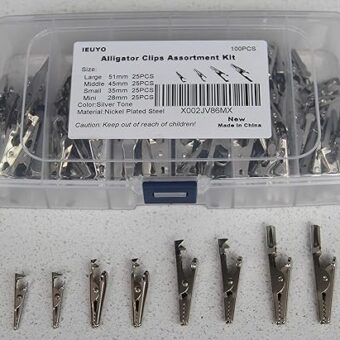 Metal Alligator Clips Assortment Kit for Battery Test Lead Steel Gator Crocodile Clamps, Place Card Holder,Silver Tone Nickel Plated 100PCS/4 Sizes...