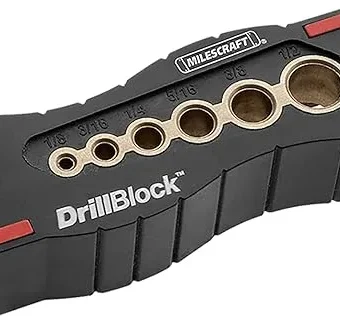 Milescraft 1312 Drill Block - Handheld Drill Guide, Drilling Jig for 6 of the Most Common Drill Bit Sizes