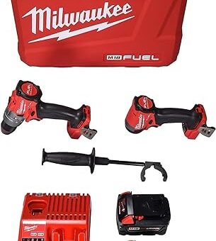 Milwaukee 3697-22 18V Lithium-Ion Brushless Cordless Hammer Drill and Impact Driver Combo Kit (2-Tool) with (2) 5.0Ah Batteries, Charger & Tool Case