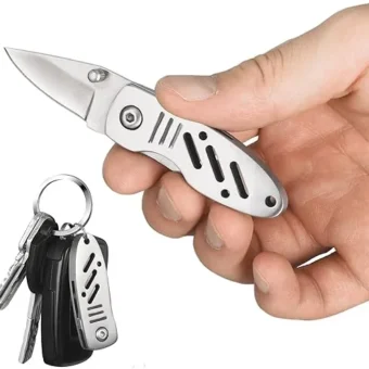 Mini Keychain Knife, 2pcs Small Folding Pocket Knives with Liner Lock, 1.6 Inch Blade, Perfect Edc Tool for Women Teens (Silver)