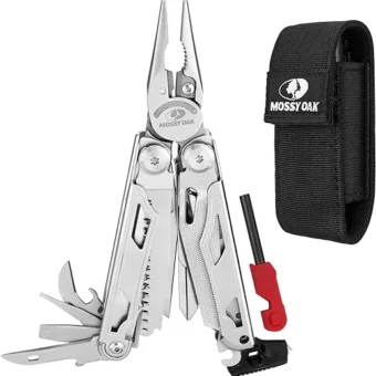 MOSSY OAK 19-in-1 Stainless Steel Multitool with Fire Starter and Whistler for Outdoor Survival