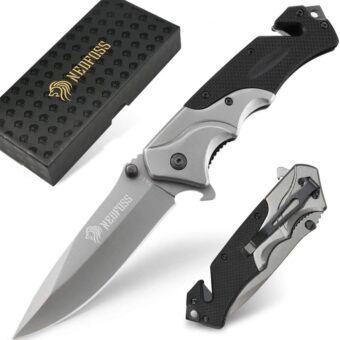 NedFoss FA49 Pocket Knife for Men, 4-in-1 Multitool Folding Knife with Glass Breaker, Seat Belt Cutter, Bottle Opener, Survival Knife for Emergency...