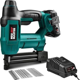 NEU MASTER Cordless Nail Gun Battery Powered, Battery Brad Nailer/Staple Gun NTC0023 20V Max. Battery and Charger Included for Upholstery,...