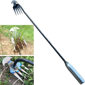 New Weeding Artifact Uprooting Weeding Tool, 16 Inch Uprooting Weeding Tool, 4 Teeth Manganese Steel Weed Puller, Dual Purpose Weed Pulling Tool...