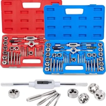 Orion Motor Tech SAE & Metric Tap and Die Set 80pcs | SAE Thread Types: NC, NF, NPT | Tap Die Set Metric SAE Standard for Cutting External and...