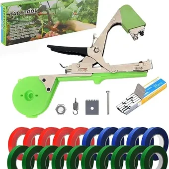 Plant Tying Machine Gardening Plant Vine Tying Tool with 20 Rolls of Tapes+10000pcs Staples, for Vegetable Grape Cucumber Tomato Flower and Pepper