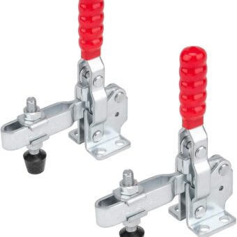 POWERTEC 2PK Toggle Clamp, 500 lbs Holding Capacity, 12130 Quick Release Vertical Clamps w/Antislip Rubber Pressure Tip for Woodworking Jigs and...