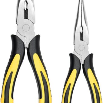 Premium VISE-GRIP Long Needle Nose Pliers- 8” & 6’’, Paper Clamp Precision, High Carbon Steel, Soft Grip with Wire Cutter, Long Nose Cutting Pliers...