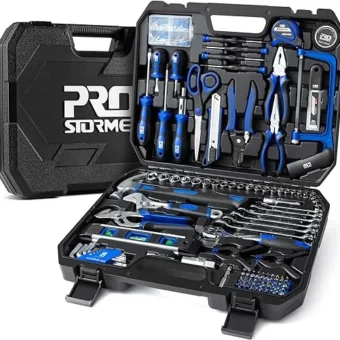 Prostormer 259-Piece Tool Set, General Home/Auto Repair Tool Kit with Plastic Storage Toolbox, Complete Household Tool Box with Essential Tools for...