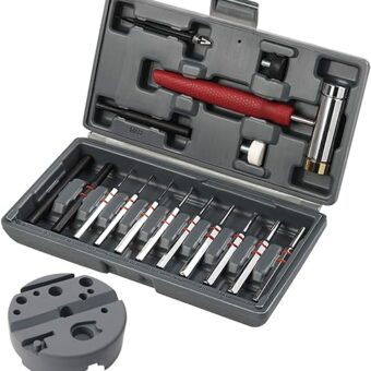 Punch Set Elite Classic Tool Made of Solid Material Including Steel Punch and Hammer with Bench Block Ideal for Maintenance with Storage Case