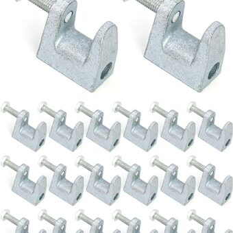 QWORK Beam Clamp, 20 Pcs 3/8" Zinc Plated Iron Safety Beam Clamp, 13/16" Jaw Opening