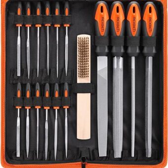 REXBETI 25Pcs Metal File Set, Premium Grade T12 Drop Forged Alloy Steel, Flat/Triangle/Half-round/Round Large File and 12pcs Needle Files with...