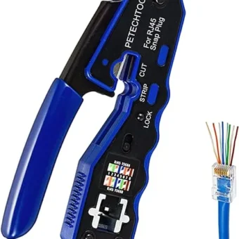 RJ45 Crimp Tool Pass Through Crimper Cutter for Cat6a Cat6 Cat5 Cat5e 8P8C Modular Connector Ethernet All-in-one Wire Tool