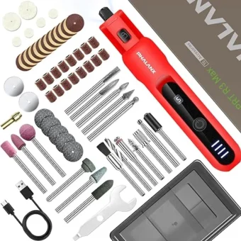 Rotary Tool Kit - 3.7V Mini Rotary Tool w LED Work Light, Cordless Rotary Tool Set 5 Speeds Settings 5000-20000 RPM 70 Accessories, Multi-Purpose...