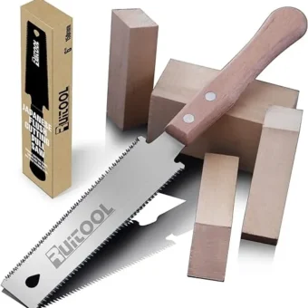 RUITOOL Japanese Hand Saw 6 Inch Double Edge Sided Pull Saw Ryoba SK5 Flexible Blade 14/17 TPI Flush Cut Beech Handle Wood Saw for Woodworking Tools