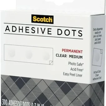 Scotch Adhesive Dots, Medium, 300 Dots/Pack, Easy Dispensing, Permanent, Photo-Safe (010-300M)