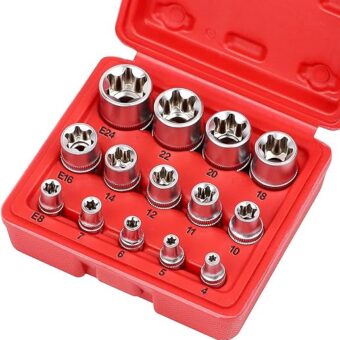 SEDY 14-Piece E-TORX Socket Set - Premium Female Torx Socket Set, Ultimate Star Socket Set, Torque Socket Set, External Torx Socket Set, E4 E5 E6...