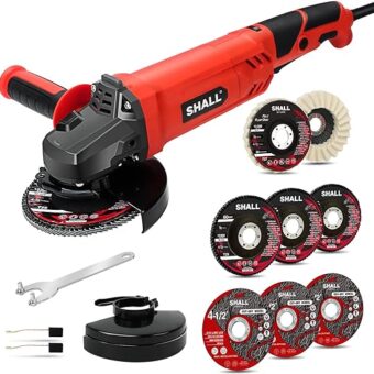 SHALL Angle Grinder Tool 7.5Amp 4-1/2 Inch, 6-Variable-Speed Grinders Power Tools, Electric Metal Grinder 12000 RPM w/ 2 Safety Guards, Cutting...