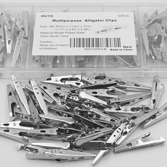 Silver Tone Steel Metal Alligator Clips Test Lead Crocodile Clamps, Place Card Holder,1.8"/45mm, 50PCS