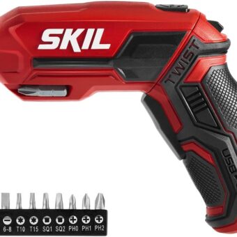 SKIL 4V Pivot Grip Rechargeable Cordless Screwdriver, Includes 9pcs Bit, 1pc Bit Holder, USB Charging Cable - SD561802