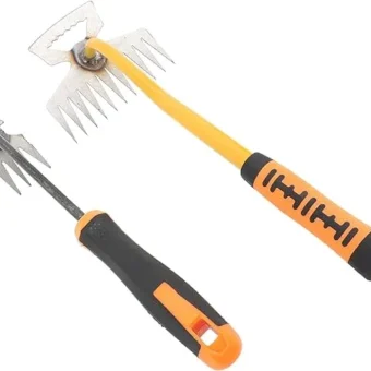 Small Garden Rake, Mini Rake loosens Soil, rips Out Weeds, Hand Tiller Garden Tool, 4 Teeth 11 Teeth Rubber Handle Great for Gardening Cultivating...