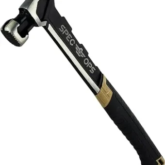 Spec Ops - SPEC-M22CF Tools Framing Hammer, 22 oz, Rip Claw, Milled Face, Shock-Absorbing Grip, 3% Donated to Veterans Black/Tan