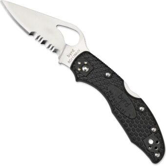 Spyderco Byrd Meadowlark 2 Lightweight Knife with 2.90" Stainless Steel Blade and Black Non-Slip FRN Handle - CombinationEdge - BY04PSBK2