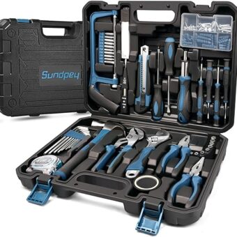 Sundpey Home Tool Kit 148-Pcs - Household Basic Complete Hand Repair portable Tool Set with Case & Ratcheting Screwdriver & Hex Key & Pliers &...