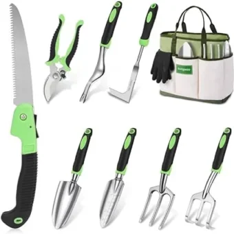 sungwoo Garden Tool Set 10 Piece, Heavy Duty and Lightweight Aluminium Alloy Tools with Ergonomic Handle, Sturdy Storage Tote Bag, Gardening Hand...