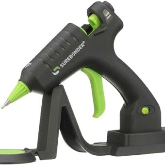 Surebonder Cordless/Corded High Temperature Mini Hot Glue Gun With Detail Tip, 20 Watt, Recharge With Portable Heat Stand (CL-195F),Black