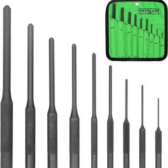 SWANLAKE 9-Pieces Roll Pin Punch Set, Removing Repair Tool with Holder for Automotive, Watch Repair,Jewelry and Craft