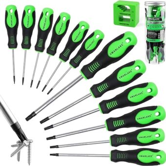 SWANLAKE Magnetic Torx Screwdriver Set - 13 Pieces - T5 to T40 Star Screwdrivers