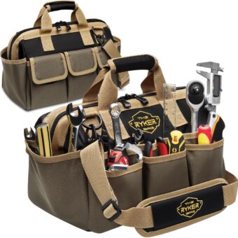 The Ryker Bag 14-Inch Tool Bag Organizer Small Tool Bag. Heavy Duty Tool Bags for Men/Women. Wide Mouth Tool Bag Small. 22 Pockets Toolbag