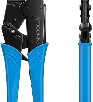 TICONN Crimping Tool for Heat Shrink Connectors - Ratcheting Wire Crimper - Crimping Pliers - Ratchet Terminal Crimper - Wire Crimp Tool (30C, Blue)