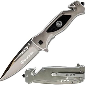 USMC Tactical Folding Knife–3.5 Inch Blade-Ideal for Hunting, Rescue & Everyday Carry Gift for Marines Disabled USMC Vet Owned SMALL Business