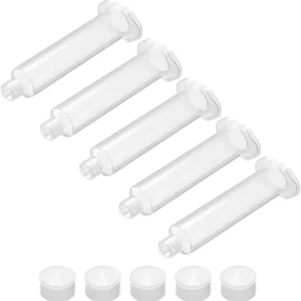 uxcell Air Distribution 10CC/10ML Clear Adhesive Syringes Tube Sleeve with Piston for Industrial, 5 Pcs