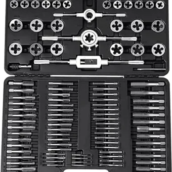 VEVOR Tap and Die Set, 110-Piece Include Metric Size M2 to M18, Bearing Steel Taps and Dies, Essential Threading Tool for Cutting External Internal...